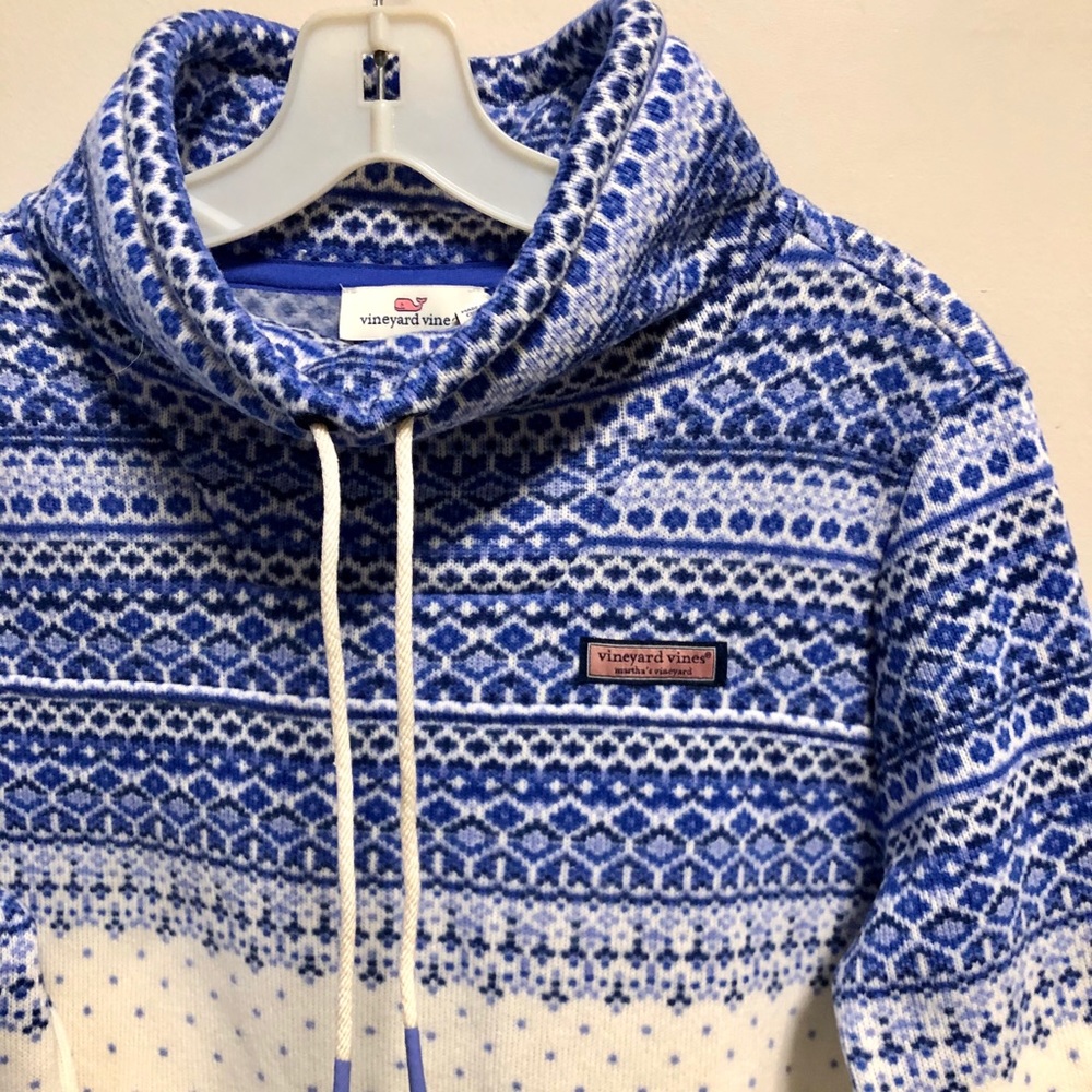 vineyard vines fair isle pullover white & blue